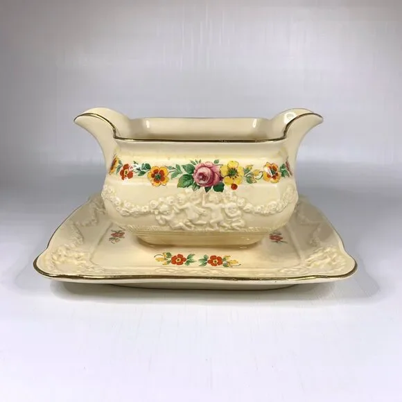 Adams England Gravy Boat Titian Ware Royal Ivory England 6109 Cottage Core Vtg - Picture 3 of 10